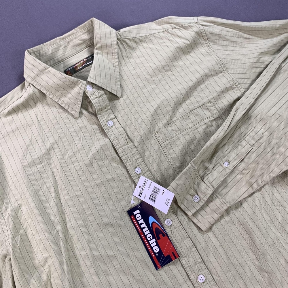 Ferruche Shirt Mens 2XL Celadon Long Sleeve Button Up Herringbone NWT Prep